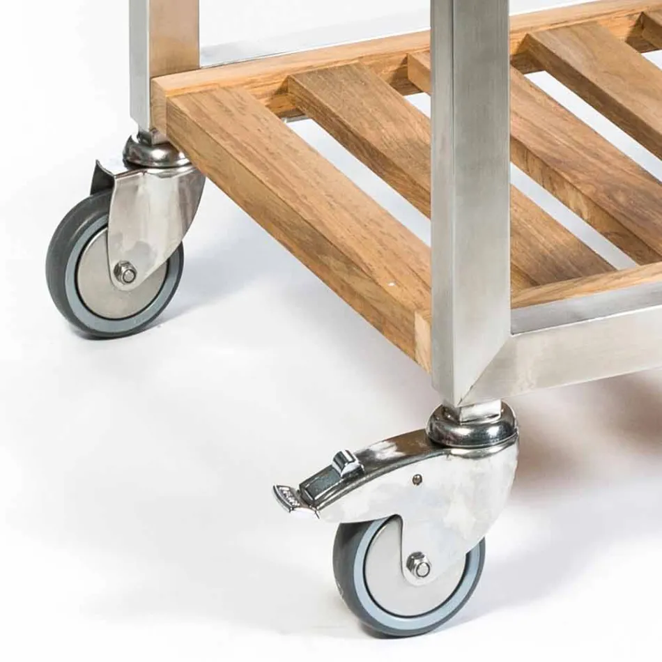 Outdoor Kitchen in Steel and Wood with Teppanyaki - Buoncalliope Viadurini