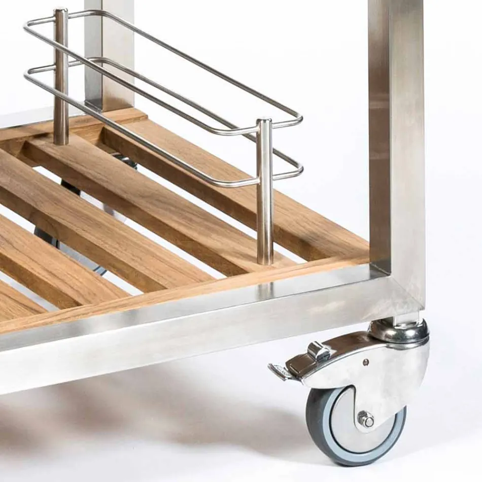 Outdoor Kitchen in Steel and Wood with Teppanyaki - Buoncalliope Viadurini