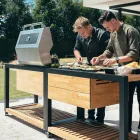 Outdoor Kitchen 140x65x93 cm Made of Solid Teak and Aluminum - Convivial Viadurini