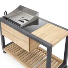 Outdoor Kitchen 140x65x93 cm Made of Solid Teak and Aluminum - Convivial Viadurini