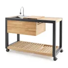 Outdoor Kitchen 140x65x93 cm Made of Solid Teak and Aluminum - Convivial Viadurini