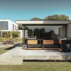 Outdoor Kitchen 140x65x93 cm Made of Solid Teak and Aluminum - Convivial Viadurini