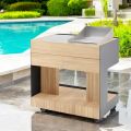 Outdoor Kitchen 96x70x93 cm Made of Solid Teak and Aluminum - Refined