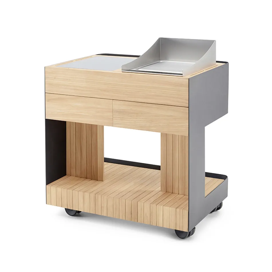 Outdoor Kitchen 96x70x93 cm Made of Solid Teak and Aluminum - Refined Viadurini
