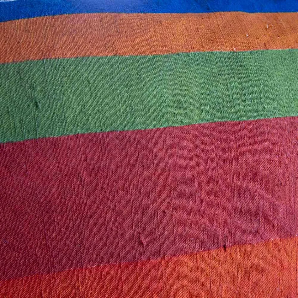 Hand Painted Hemp Cushion Unique Piece Italian Art - Brands Viadurini