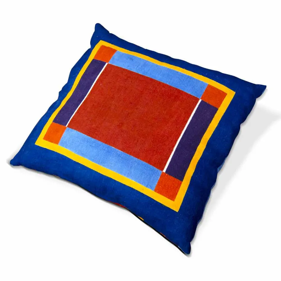 Cushion of Italian Art in Hemp Painted and Hand Sewn Unique Piece - Brands Viadurini