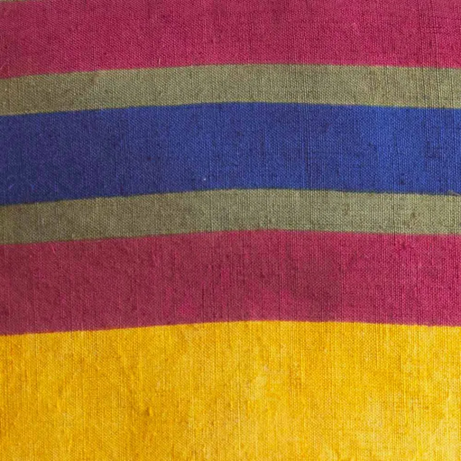 Unique Hand Painted Italian Hemp Cushion - Brands Viadurini