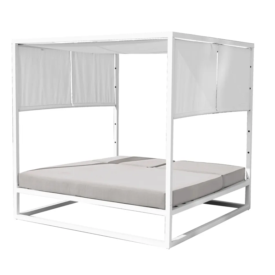 Outdoor Daybed with Reclining White Aluminum Structure - Jurica Viadurini