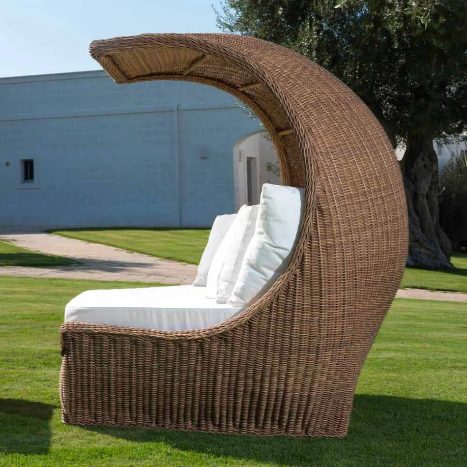 Design Daybed in Luxury Woven Synthetic Rattan - Yves Viadurini