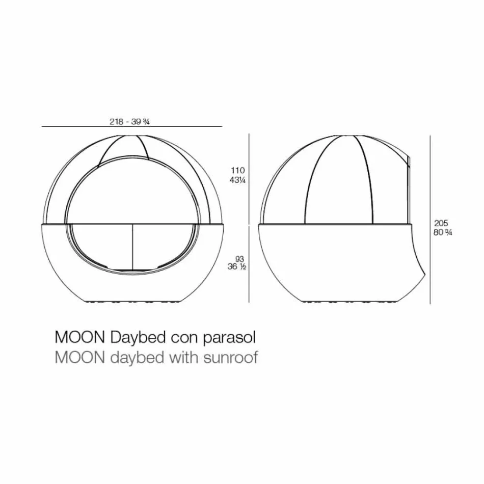 Luxury Round Design Garden Daybed with Parasol - Ulm Moon by Vondom Viadurini