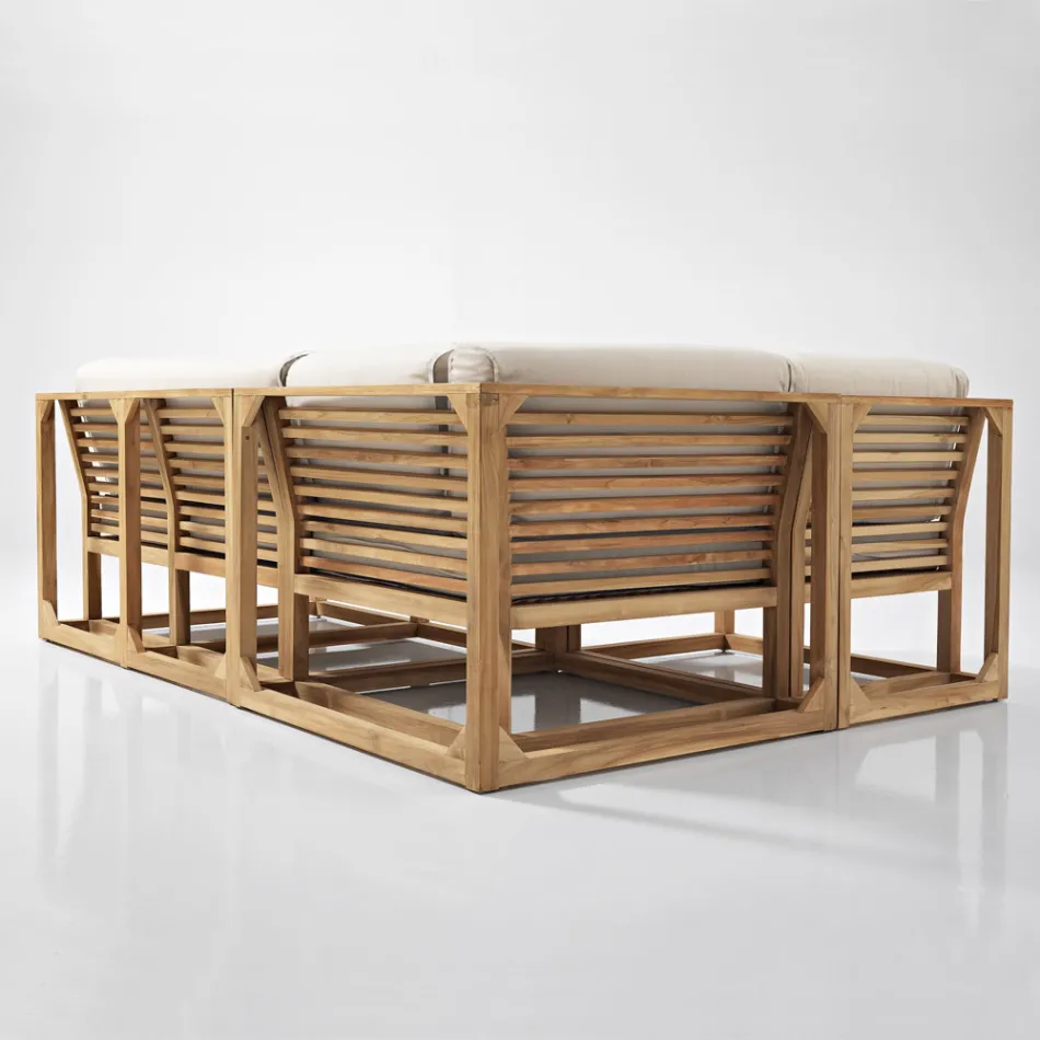 Natural Teak Outdoor Sofa and Cushions - Circe Viadurini
