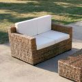 2 Seater Sofa with Banana Weave Structure and Ecru Cushions - Dish