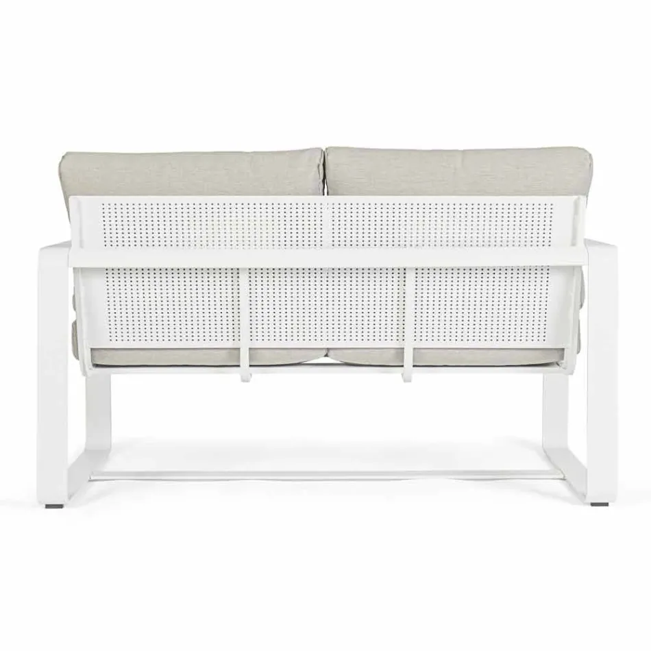 2 Seater Outdoor Sofa in Aluminum with Fabric Cushions - Mirea Viadurini