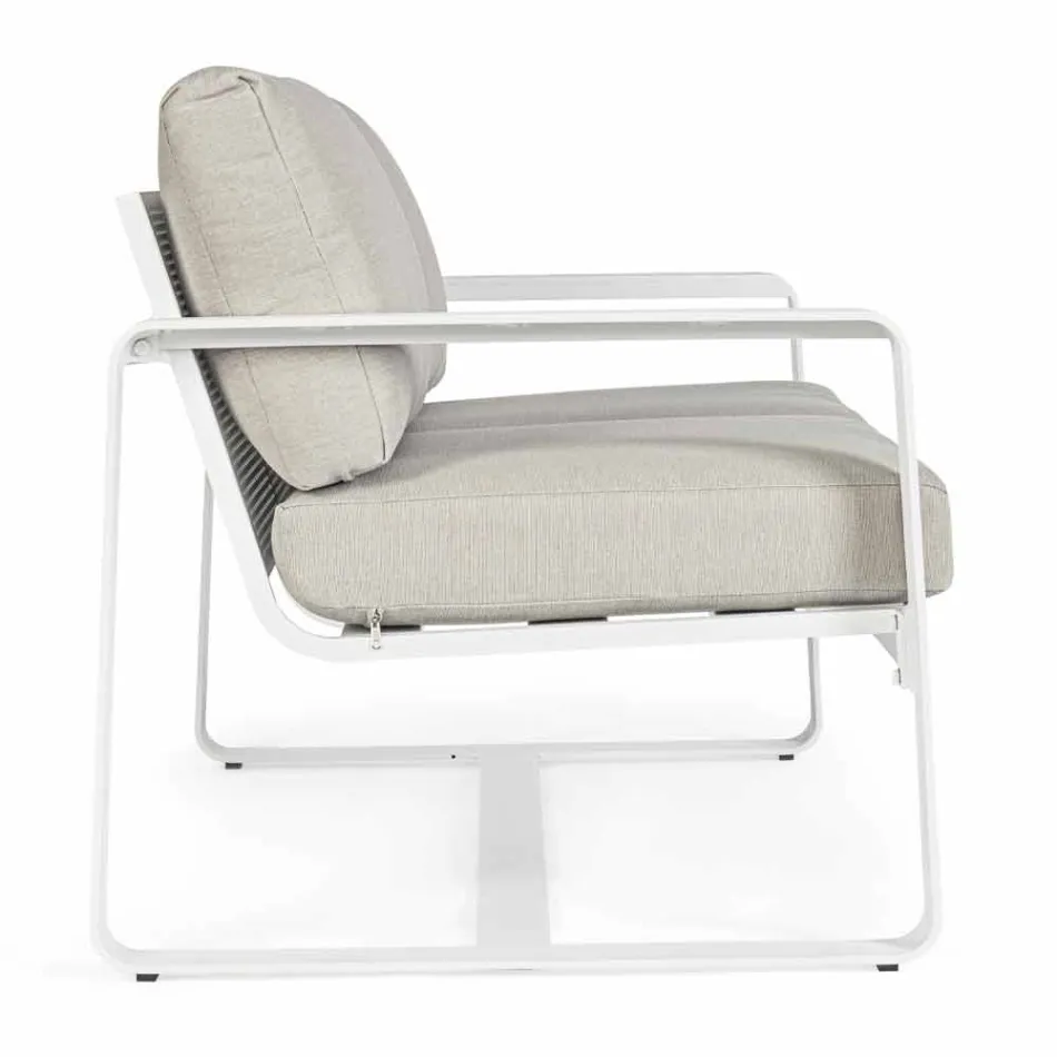2 Seater Outdoor Sofa in Aluminum with Fabric Cushions - Mirea Viadurini