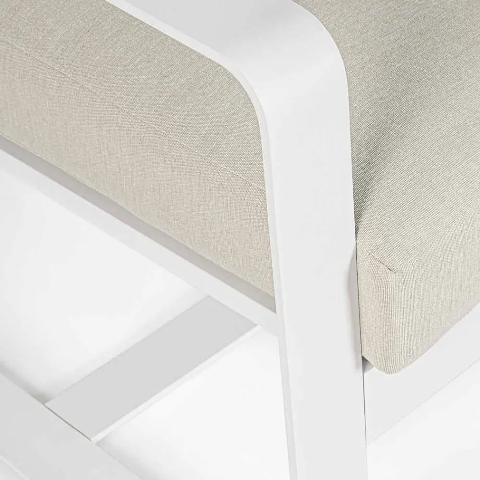 2 Seater Outdoor Sofa in Aluminum with Fabric Cushions - Mirea Viadurini