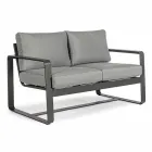 2 Seater Outdoor Sofa in Aluminum with Fabric Cushions - Mirea Viadurini