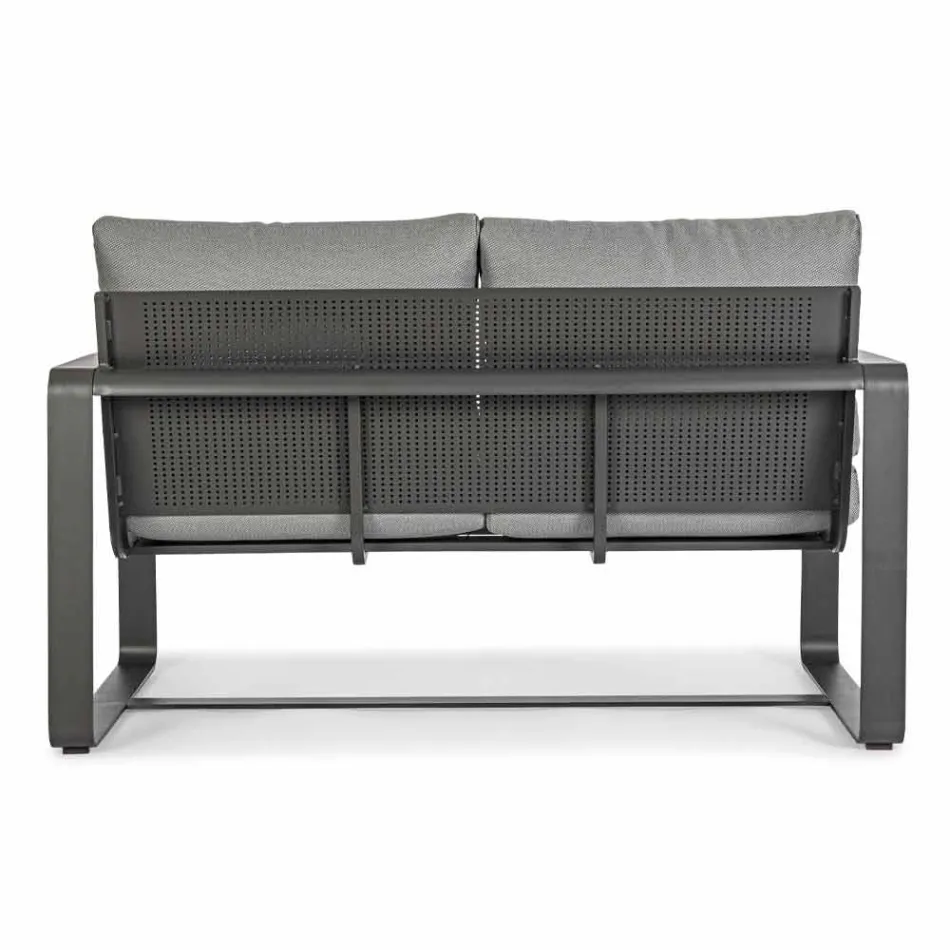 2 Seater Outdoor Sofa in Aluminum with Fabric Cushions - Mirea Viadurini