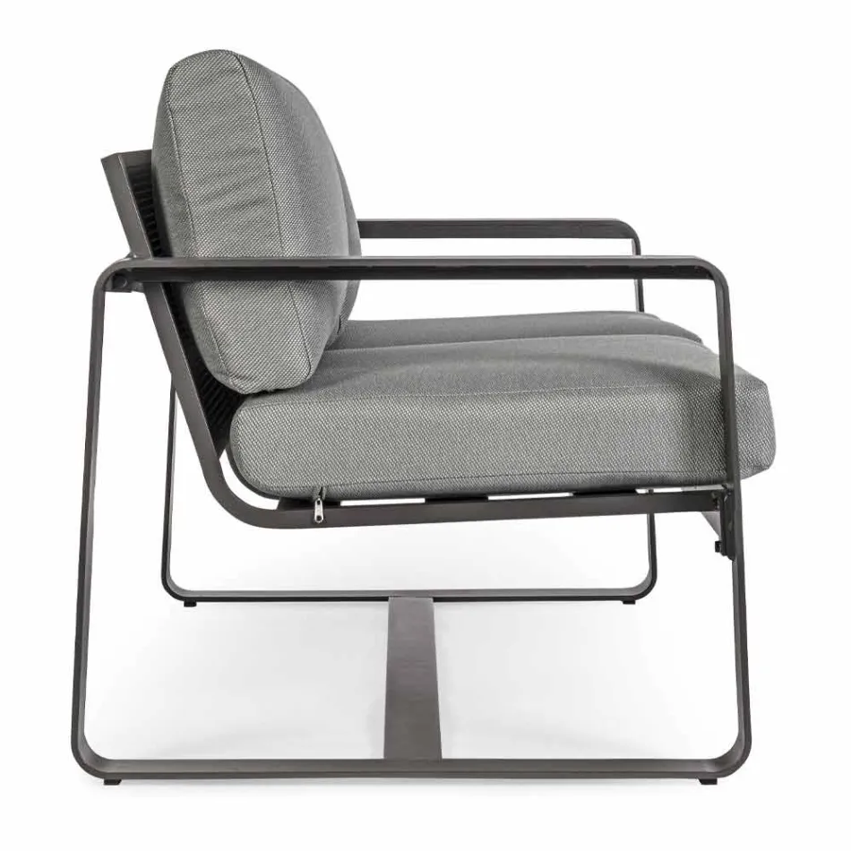 2 Seater Outdoor Sofa in Aluminum with Fabric Cushions - Mirea Viadurini