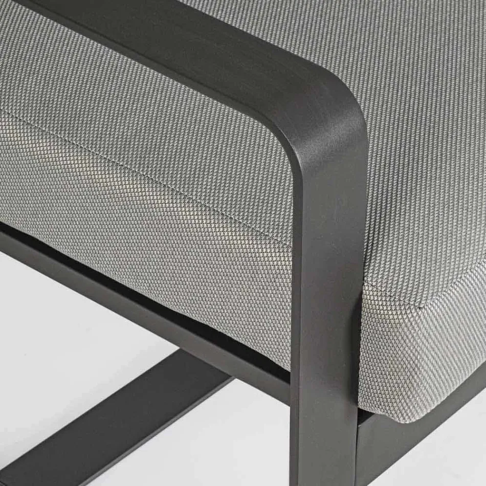2 Seater Outdoor Sofa in Aluminum with Fabric Cushions - Mirea Viadurini