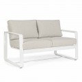 2 Seater Outdoor Sofa in Aluminum with Fabric Cushions - Mirea