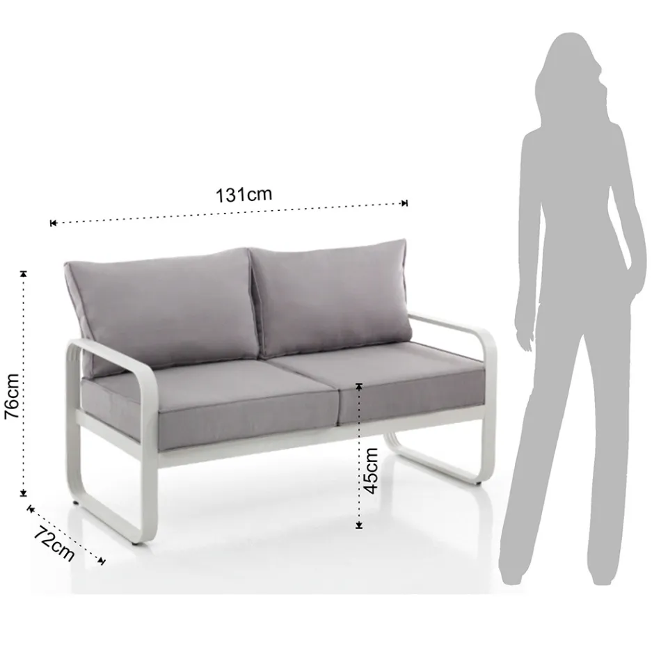 2-Seater Outdoor Sofa in Aluminum and Cushions Covered in Polyester - Avoir Viadurini