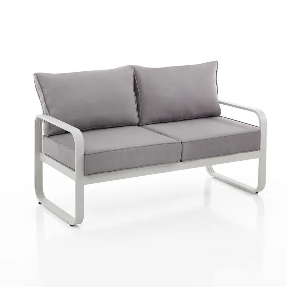 2-Seater Outdoor Sofa in Aluminum and Cushions Covered in Polyester - Avoir Viadurini