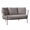 2 Seater Outdoor Sofa in Metal and Fabric with Cushions Made in Italy - Olma