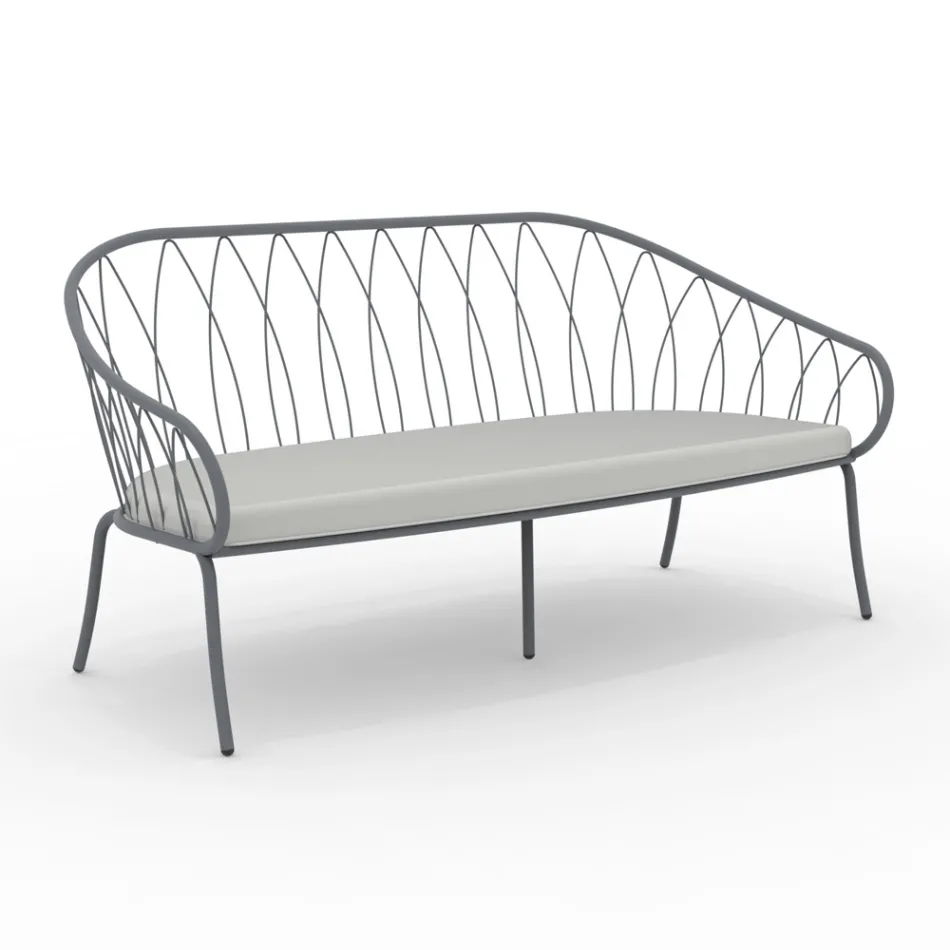 2 Seater Garden Sofa in Metal and Cushion Made in Italy - Fontana Viadurini
