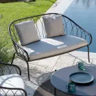 2 Seater Garden Sofa in Metal and Cushion Made in Italy - Fontana Viadurini