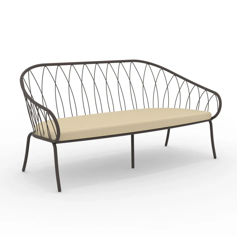 2 Seater Garden Sofa in Metal and Cushion Made in Italy - Fontana Viadurini