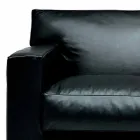 2 Seater Leather Sofa with Walnut Wood Feet Made in Italy - Alessandria Viadurini