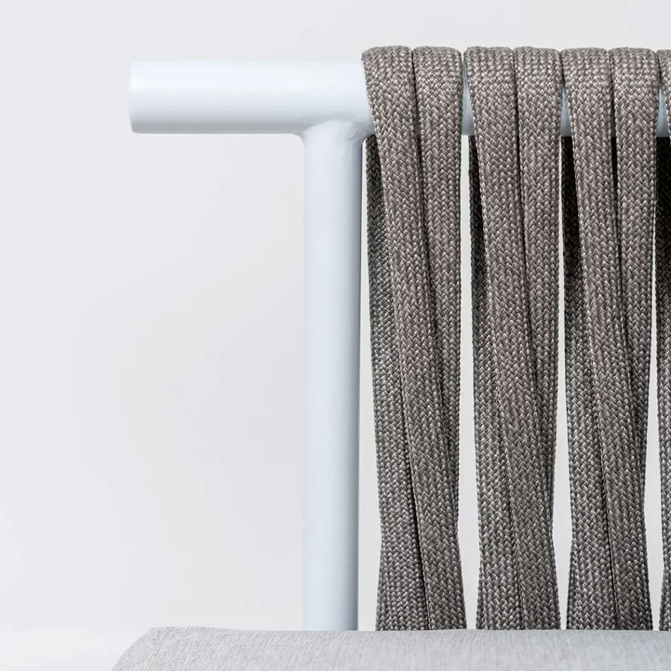 2 Seater Sofa in Teak, Rope Weaving and Cushions - Bellatrix Viadurini