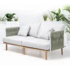 2 Seater Sofa in Teak, Rope Weaving and Cushions - Bellatrix Viadurini