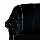 2 Seater Sofa in Black Velvet with Contrast Stitching Made in Italy - Caster Viadurini