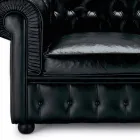 2 Seater Sofa Covered in Leather with Wooden Feet Made in Italy - Idra Viadurini
