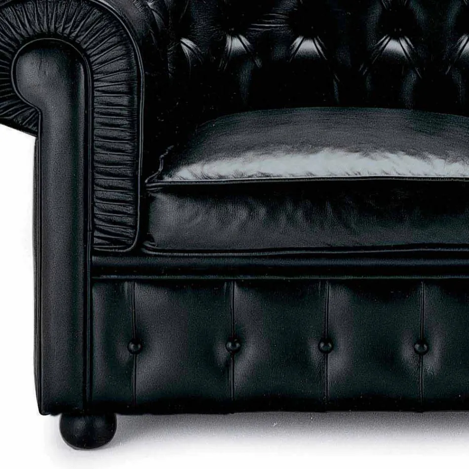 2 Seater Sofa Covered in Leather with Wooden Feet Made in Italy - Idra Viadurini