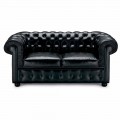 2 Seater Sofa Covered in Leather with Wooden Feet Made in Italy - Idra