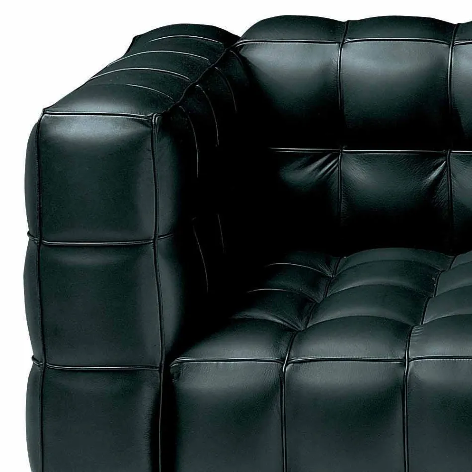 2 Seater Sofa Upholstered in Quilted Effect Leather Made in Italy - Vesuvio Viadurini