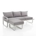 3 Seater Sofa with Aluminum Garden Pouf and Gray Cushions - Avoir