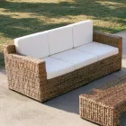 3 Seater Sofa with Banana Weave Structure and Ecru Cushions - Dish Viadurini