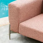 3 Seater Outdoor Sofa in Aluminum with Pouf and Chaise Longue - Filomena Viadurini