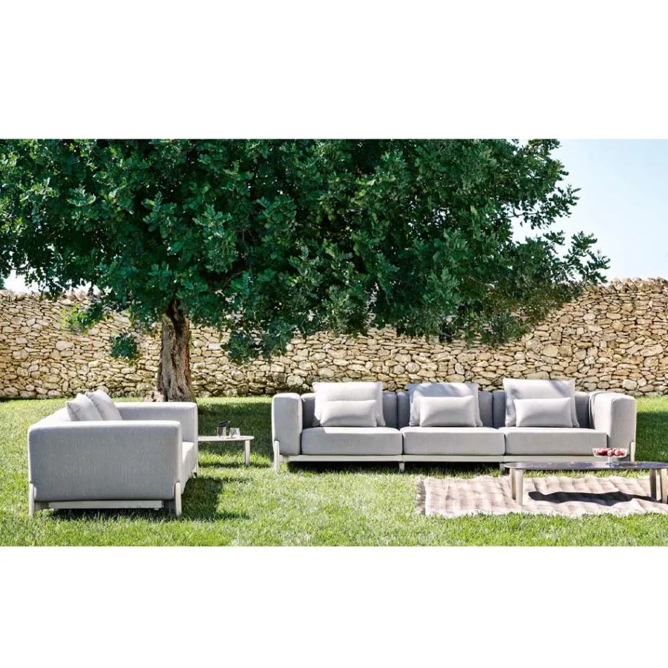 3-Seater Outdoor Sofa in Aluminum and High Quality Fabric - Filomena Viadurini