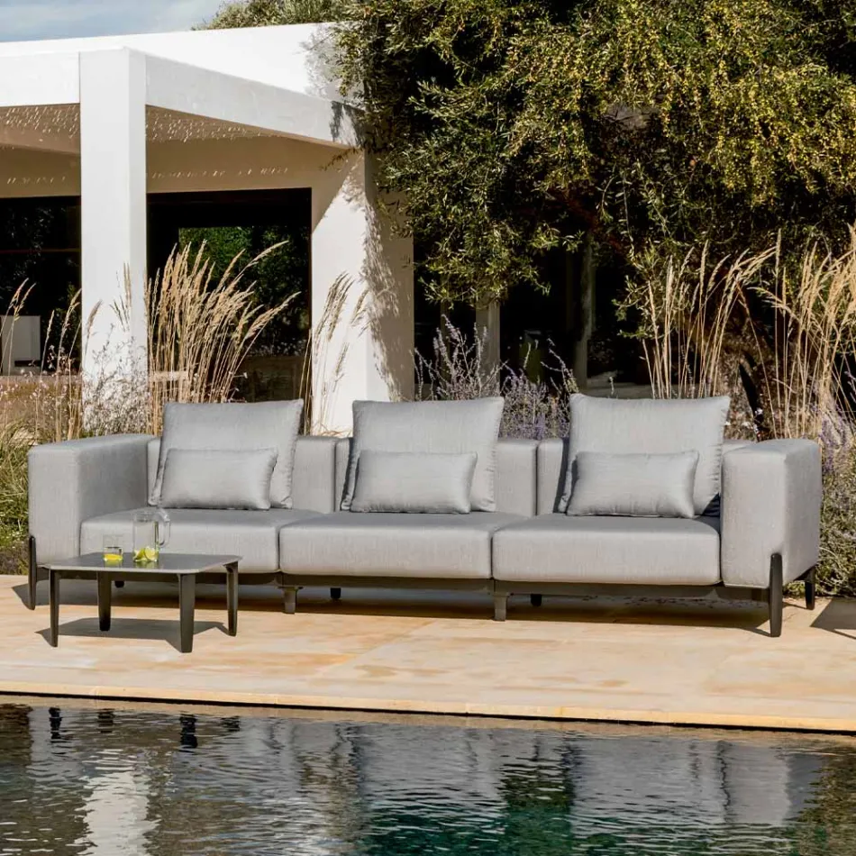 3-Seater Outdoor Sofa in Aluminum and High Quality Fabric - Filomena Viadurini