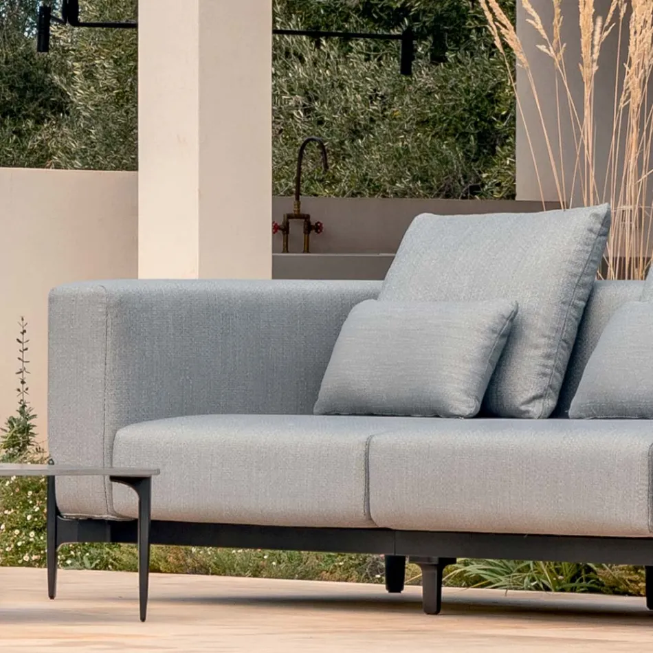 3-Seater Outdoor Sofa in Aluminum and High Quality Fabric - Filomena Viadurini