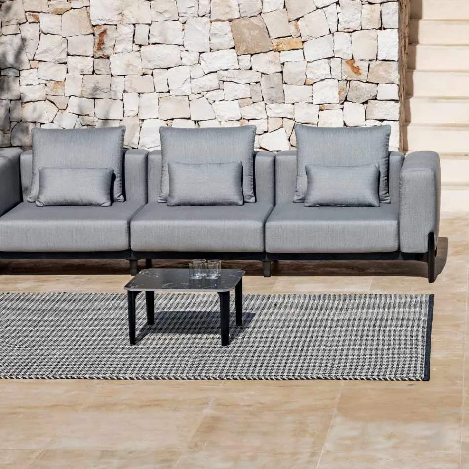 3-Seater Outdoor Sofa in Aluminum and High Quality Fabric - Filomena Viadurini