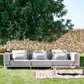 3 Seater Outdoor Sofa in Aluminum and High Quality Fabric - Filomena