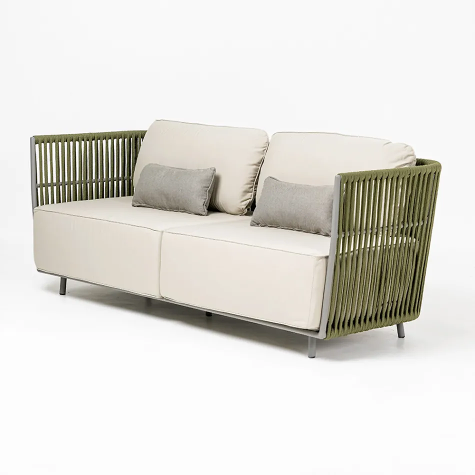 3 Seater Outdoor Sofa in Aluminum and Weaving - Eugene Viadurini