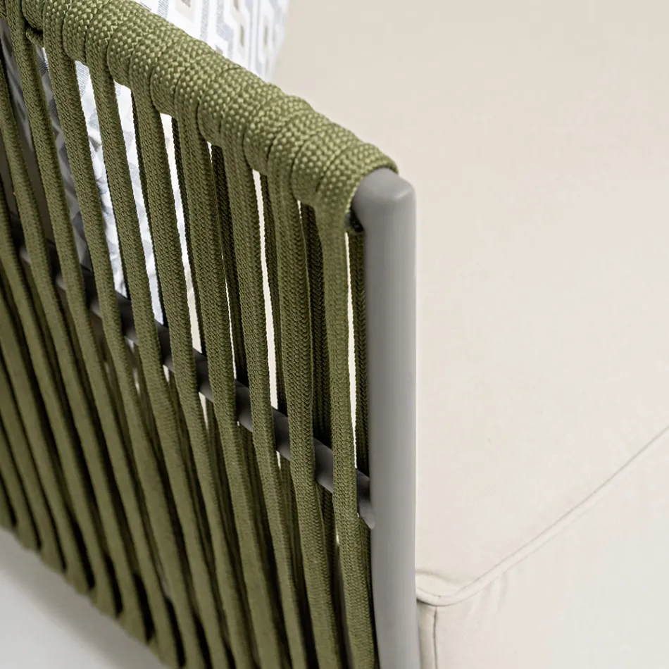 3 Seater Outdoor Sofa in Aluminum and Weaving - Eugene Viadurini