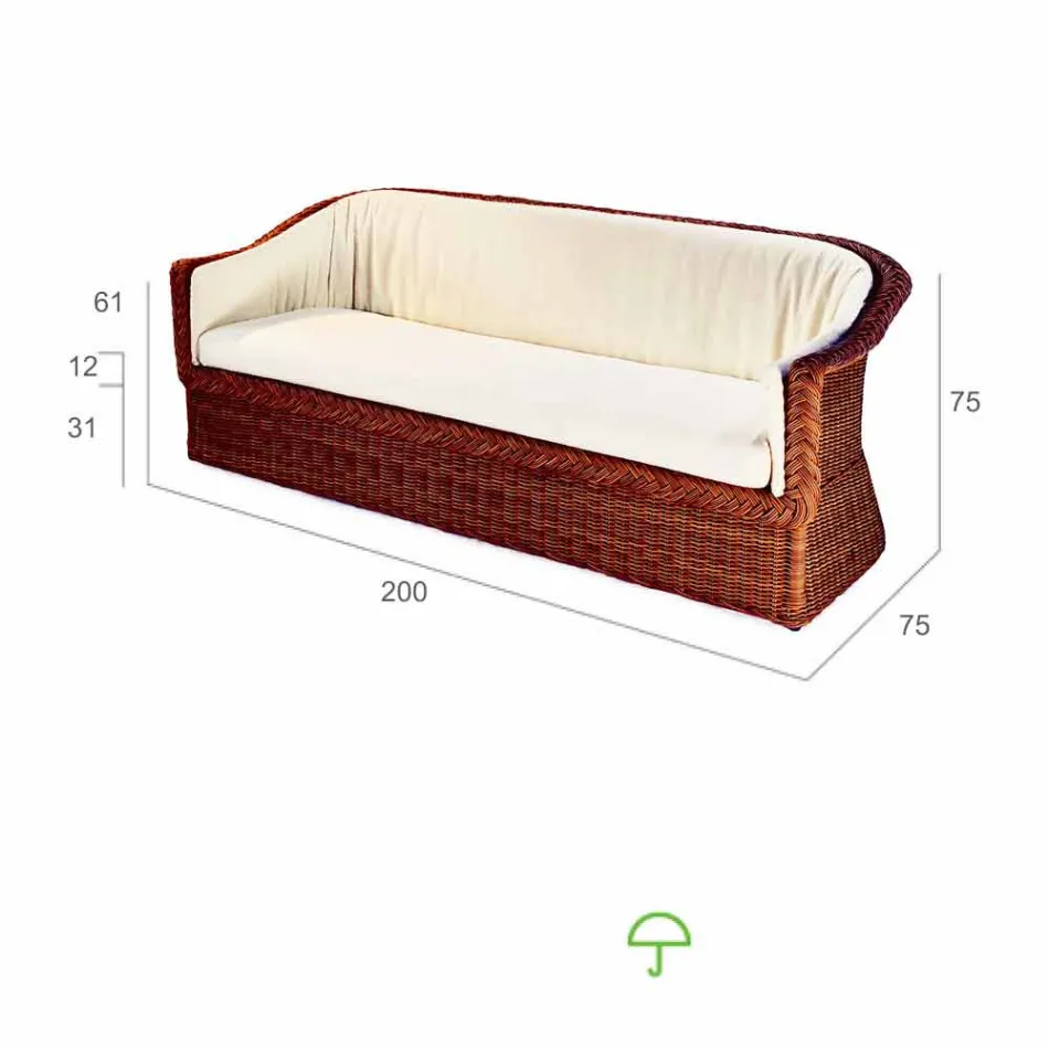 3 seater outdoor polyethylene braided in Oslo hand Viadurini