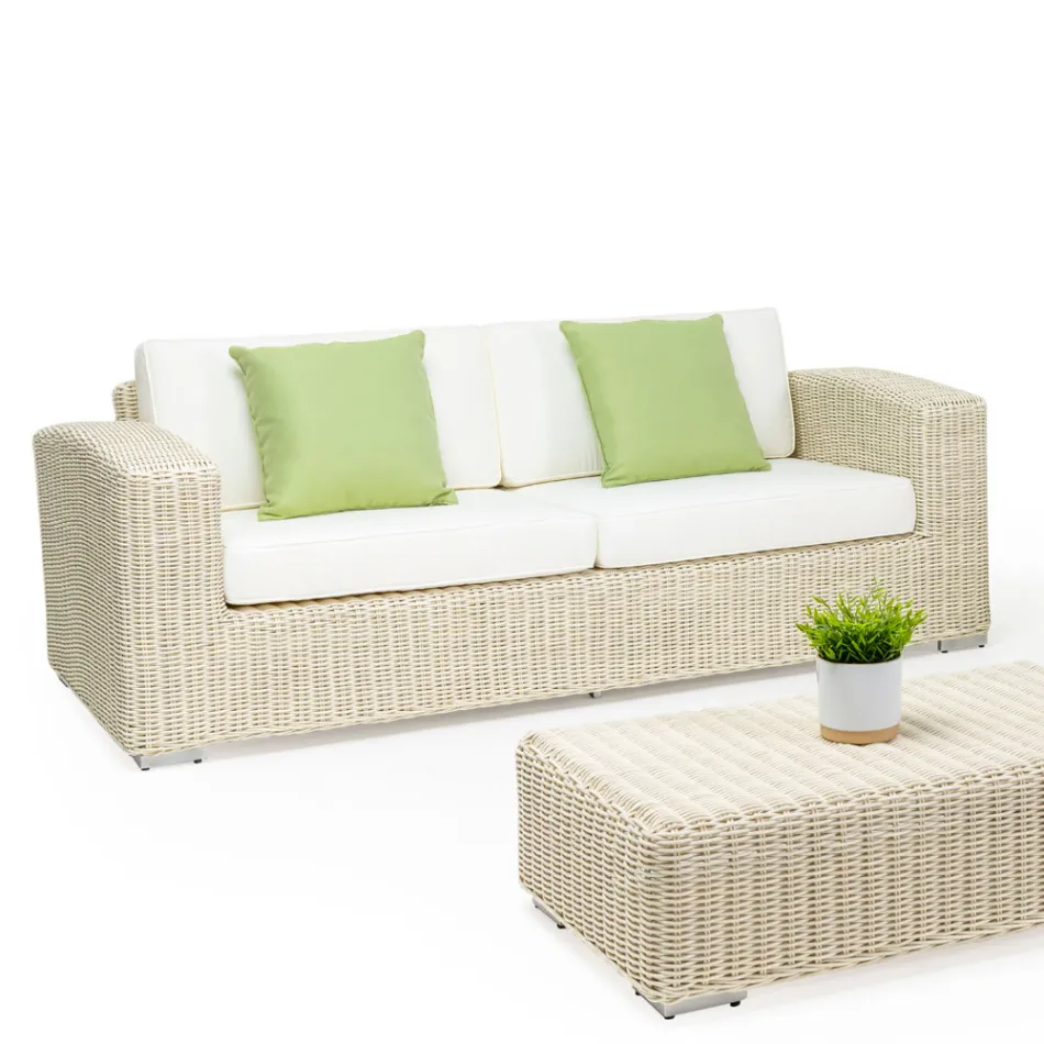 3 Seater Garden Sofa in Hand Woven Polyrattan - Yoko Viadurini